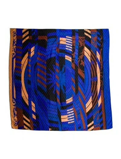 Pre-owned Hermes Astrologie Nouvelle Perfore Silk Shawl In Blue