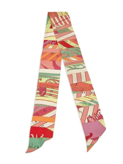 Pre-owned Hermes Astrologie Nouvelle Twilly Silk Scarf In Neutral