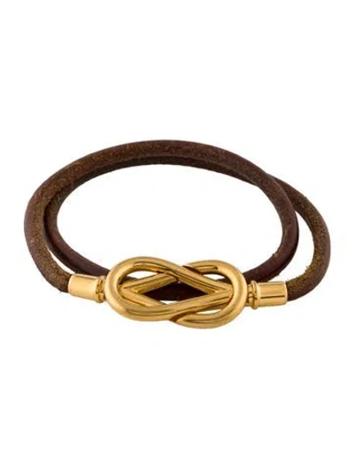 Pre-owned Hermes Atame Double Tour Bracelet In Brown