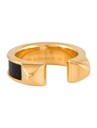 Pre-owned Hermes Athena Double Stud Leather Ring In Multi