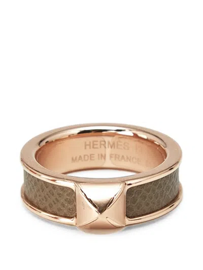 Pre-owned Hermes Athena Simple Stud Ring In Pink