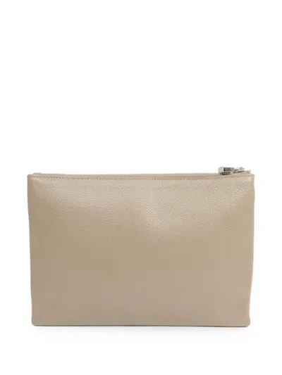 Pre-owned Hermes Atout 20 Evercolor Leather Clutch Bag In Neutral