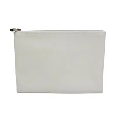 Pre-owned Hermes Atout Evercolor White Leather Clutche & Pouche Bag ()