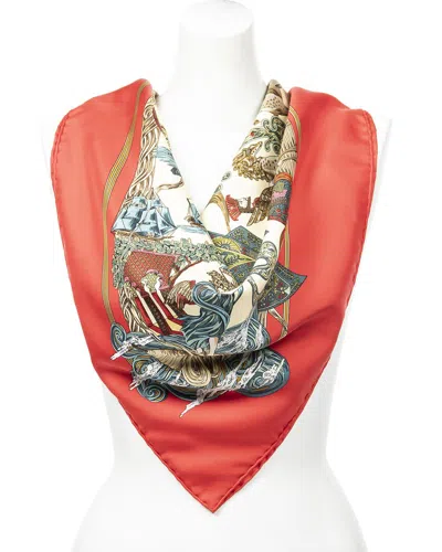 Pre-owned Hermes Hermès Au Fil De La Soie By Annie Faivre Scarf (authentic Pre-loved)