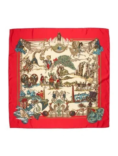 Pre-owned Hermes Au Fil De La Soie Silk Scarf