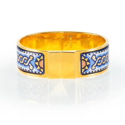Pre-owned Hermes Auth. Hermès Bracelet - Clic Clac Mosaic - Egp - Marine Blue - Mint Condition