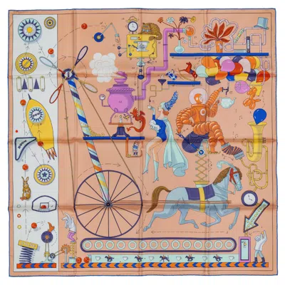 Pre-owned Hermes Auth. Hermès Scarf Tea For Two - Rose Poudré Blanc - New Store Tag In Red