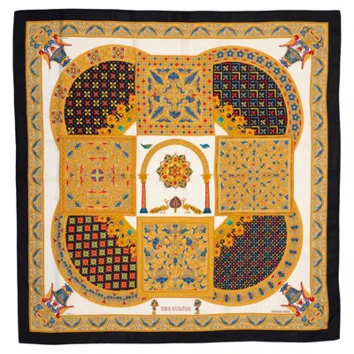 Pre-owned Hermes Auth.  Shawl Ciels Bizentins - Cs140 - Black Or White - Mint Rare!