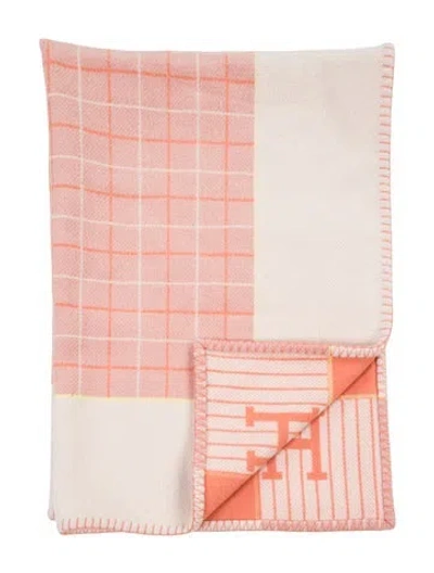 Pre-owned Hermes Avalon Baby Passe-passe Blanket In Orange