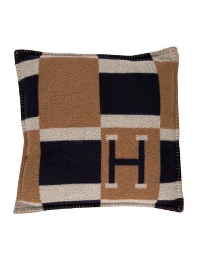 Pre-owned Hermes Avalon Bayadere Throw Pillow In Brown