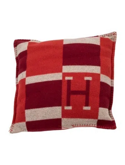 Pre-owned Hermes Avalon Bayadere Throw Pillow In Red