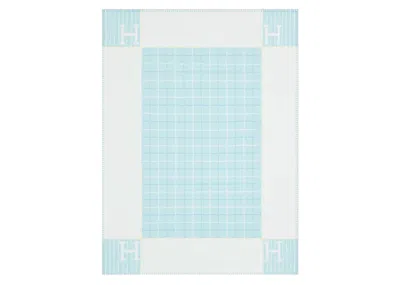Pre-owned Hermes Avalon Cabriole Blanket In Vert Aqua In Green
