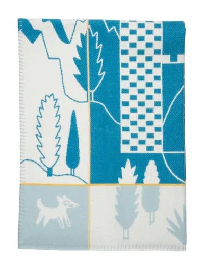 Pre-owned Hermes Avalon Epopee Throw Blanket In Blue