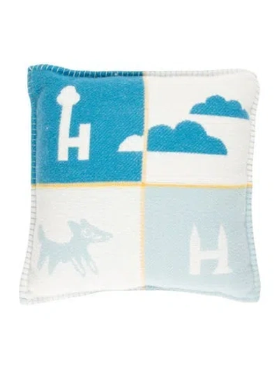 Pre-owned Hermes Avalon Epopee Throw Pillow In Blue