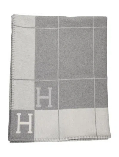 Pre-owned Hermes Avalon Iii Throw Blanket W/ Tags In Grey