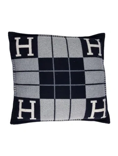 Pre-owned Hermes Avalon Iii Throw Pillow In Blue