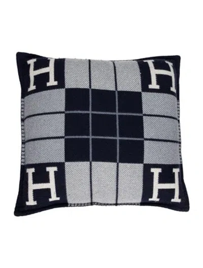 Pre-owned Hermes Avalon Iii Throw Pillow In Blue