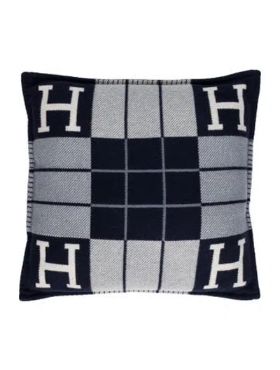 Pre-owned Hermes Avalon Iii Throw Pillow In Blue