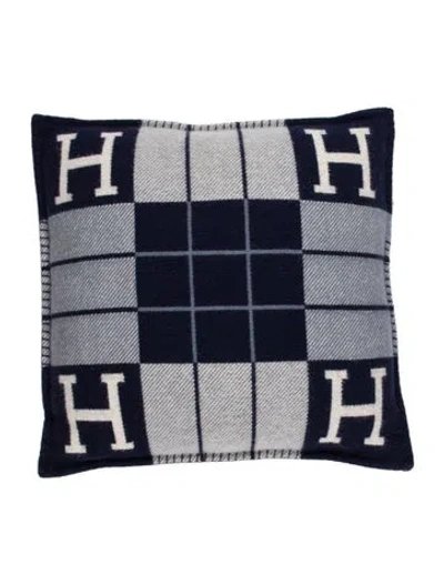 Pre-owned Hermes Avalon Iii Throw Pillow In Blue