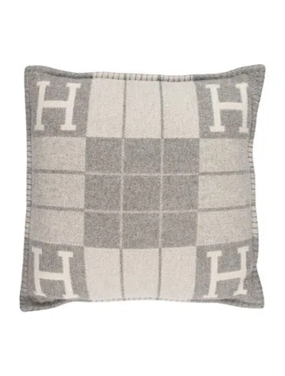 Pre-owned Hermes Avalon Iii Throw Pillow In Grey