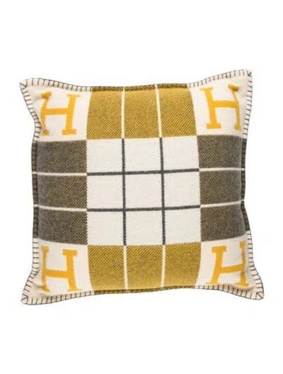 Pre-owned Hermes Avalon Iii Throw Pillow In Yellow