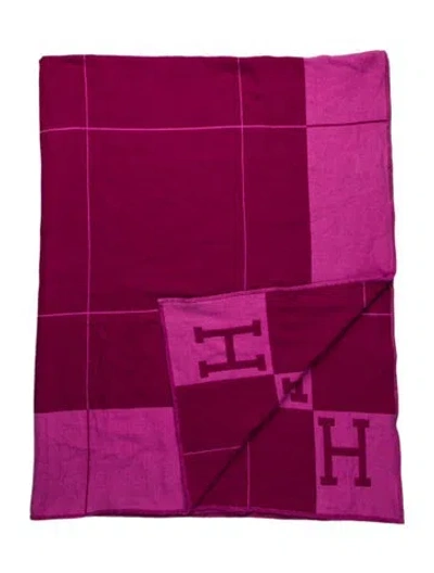 Pre-owned Hermes Avalon Spring Blanket In Pink