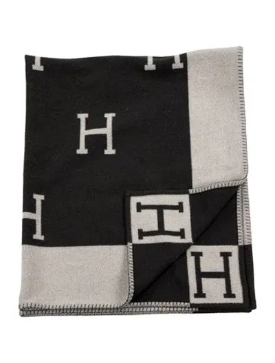 Pre-owned Hermes Avalon Throw Blanket In Grey/neutrals