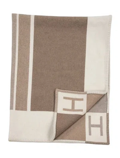 Pre-owned Hermes Avalon Throw Blanket In Neutrals