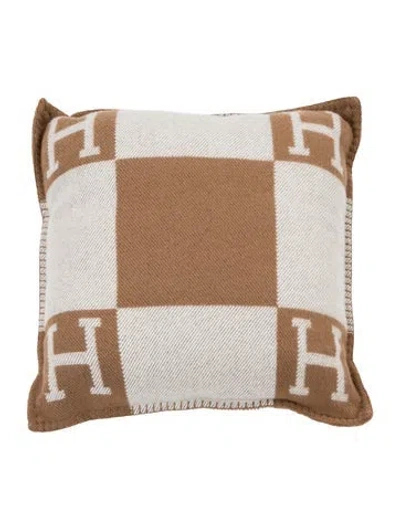 Pre-owned Hermes Avalon Throw Pillow In Brown/neutrals