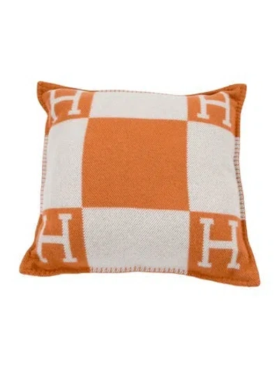 Pre-owned Hermes Avalon Throw Pillow In Orange