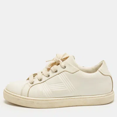 Pre-owned Hermes Avantage Size 36 White Leather Lace Up Sneakers