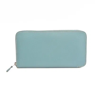 Pre-owned Hermes Azap Blue Epsom Leather Long Wallet (bi-fold) ()