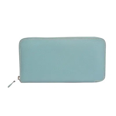 Pre-owned Hermes Hermès Azap Blue Leather Wallet  ()