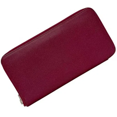 Pre-owned Hermes Azap Bordeaux Leather Epsom Leather Long Wallet (bi-fold) () In Burgundy