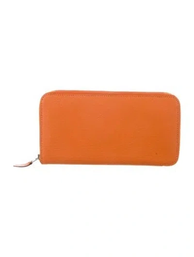 Pre-owned Hermes Azap Classic Wallet In Orange