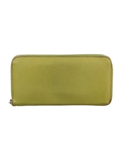 Pre-owned Hermes Azap Classique Wallet In Green