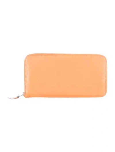 Pre-owned Hermes Azap Classique Wallet In Orange