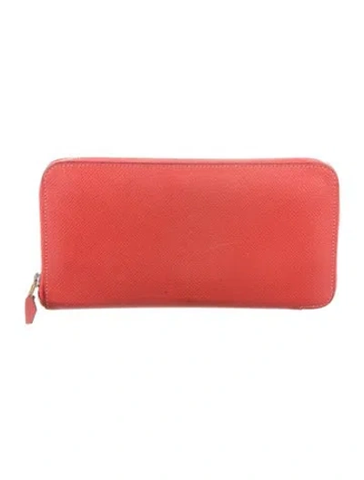 Pre-owned Hermes Azap Classique Wallet In Red
