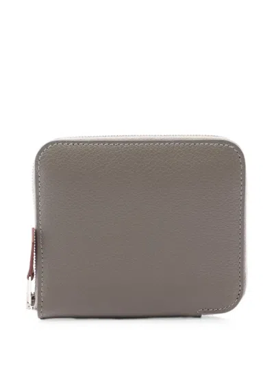 Pre-owned Hermes Azap Compact Evercolor Wallet In Gray