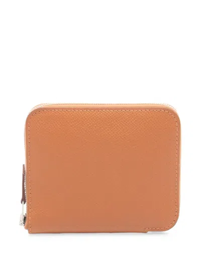 Pre-owned Hermes Azap Compact Wallet In Brown