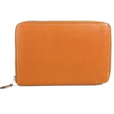 Pre-owned Hermes Azap Epsom Leather Long Wallet (bi-fold) ()
