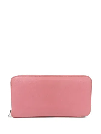 Pre-owned Hermes Azap Epsom-leather Wallet In Pink