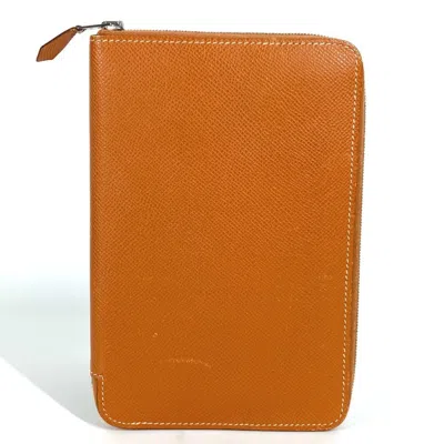 Pre-owned Hermes Azap Gold Leather Long Wallet (bi-fold) ()