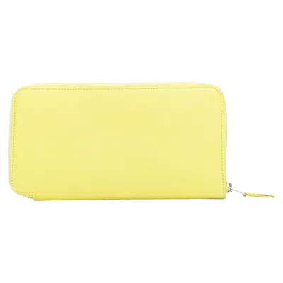 Pre-owned Hermes Azap Jaune Citron Yellow Epsom Leather Classique Long Wallet