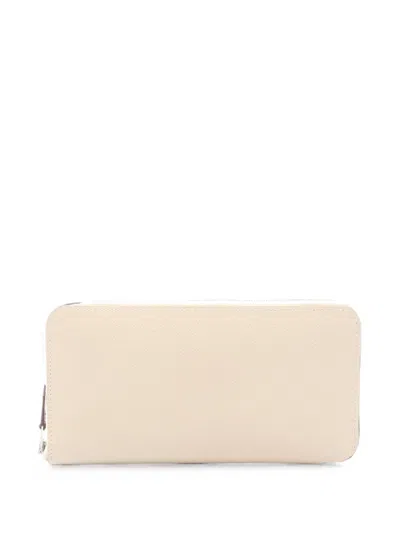 Pre-owned Hermes Azap Leather Wallet In Neutrals
