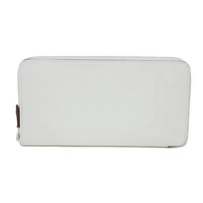 Pre-owned Hermes Azap Leather Wallet () In White