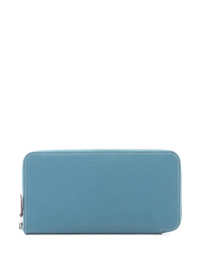 Pre-owned Hermes Azap Long Epsom Wallet In Blue