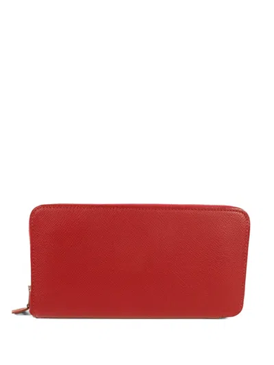 Pre-owned Hermes Azap Long Epsom Wallet In Red