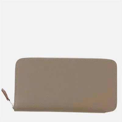 Pre-owned Hermes Azap Long Silk In Etoupe Epsom In Brown
