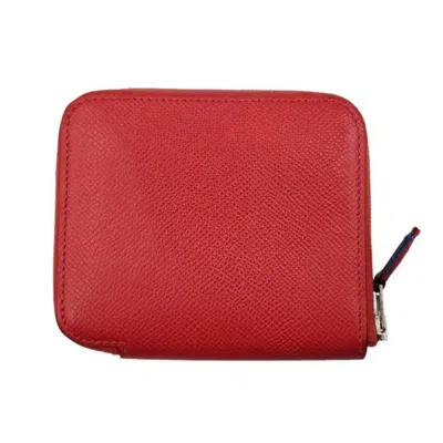 Pre-owned Hermes Azap Multi-color Purple Red Color Epsom Leather Coin Purse/coin Case ()